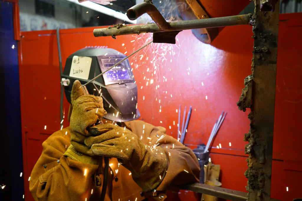 photo of a CET welding student in action